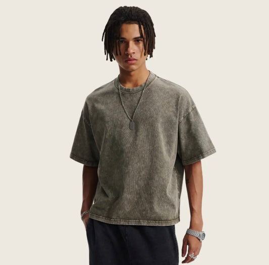 Men's Cotton Streetwear Washed
Distressed T-Shirt