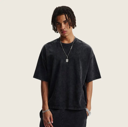 Men's Cotton Streetwear Washed
Distressed T-Shirt